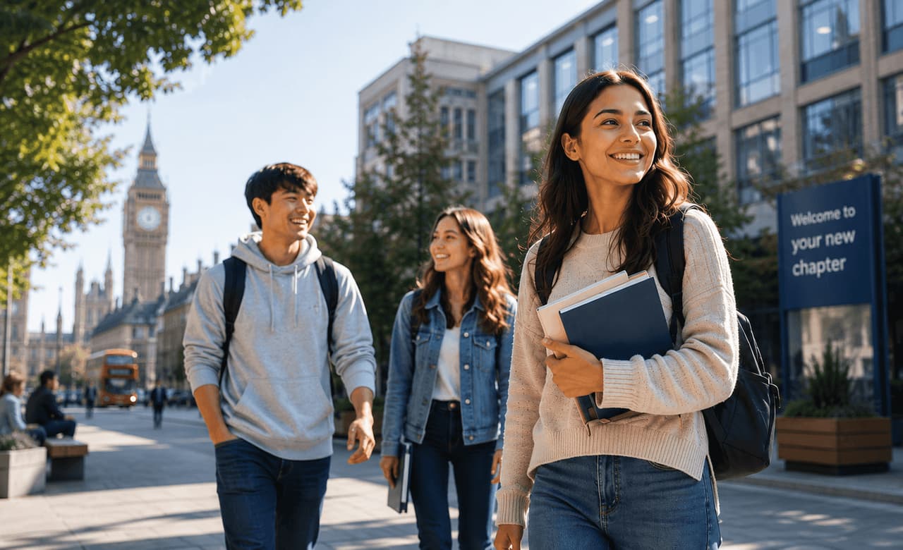 International students on a UK campus